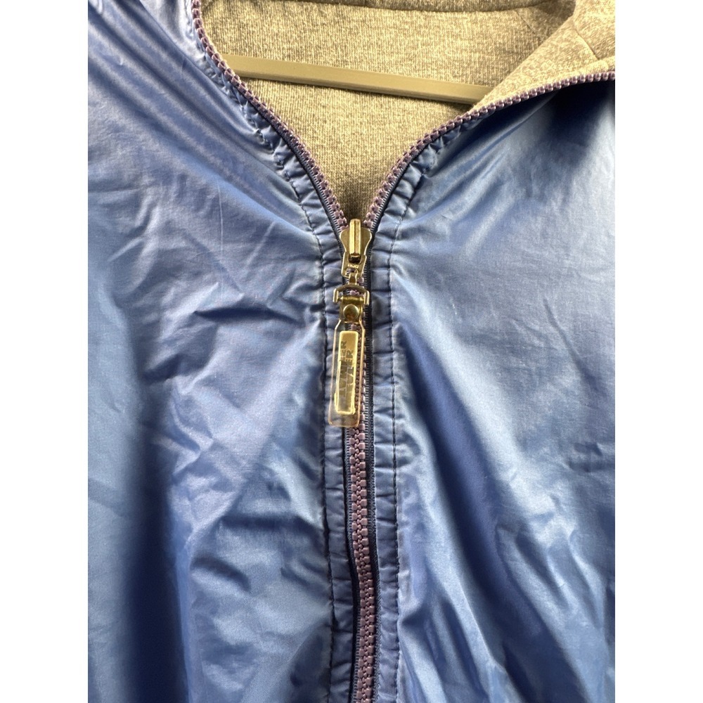 Unisex Weather Tamer Y2K Jacket Size Small Blue Fair Striped Hooded Jersey - Picture 3 of 8